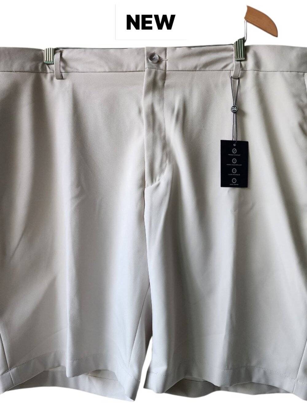 46 Shorts Beige Stone Jos A Bank New Traditional Fit Polyester Golf Slider Waist